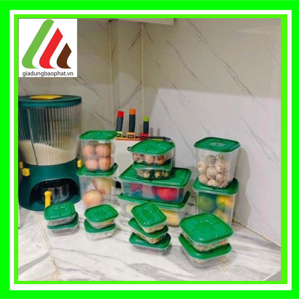 Bộ 17 hộp nhựa an toàn đựng thực phẩm trong tủ lạnh tiện lợi tiết kiệm không gian