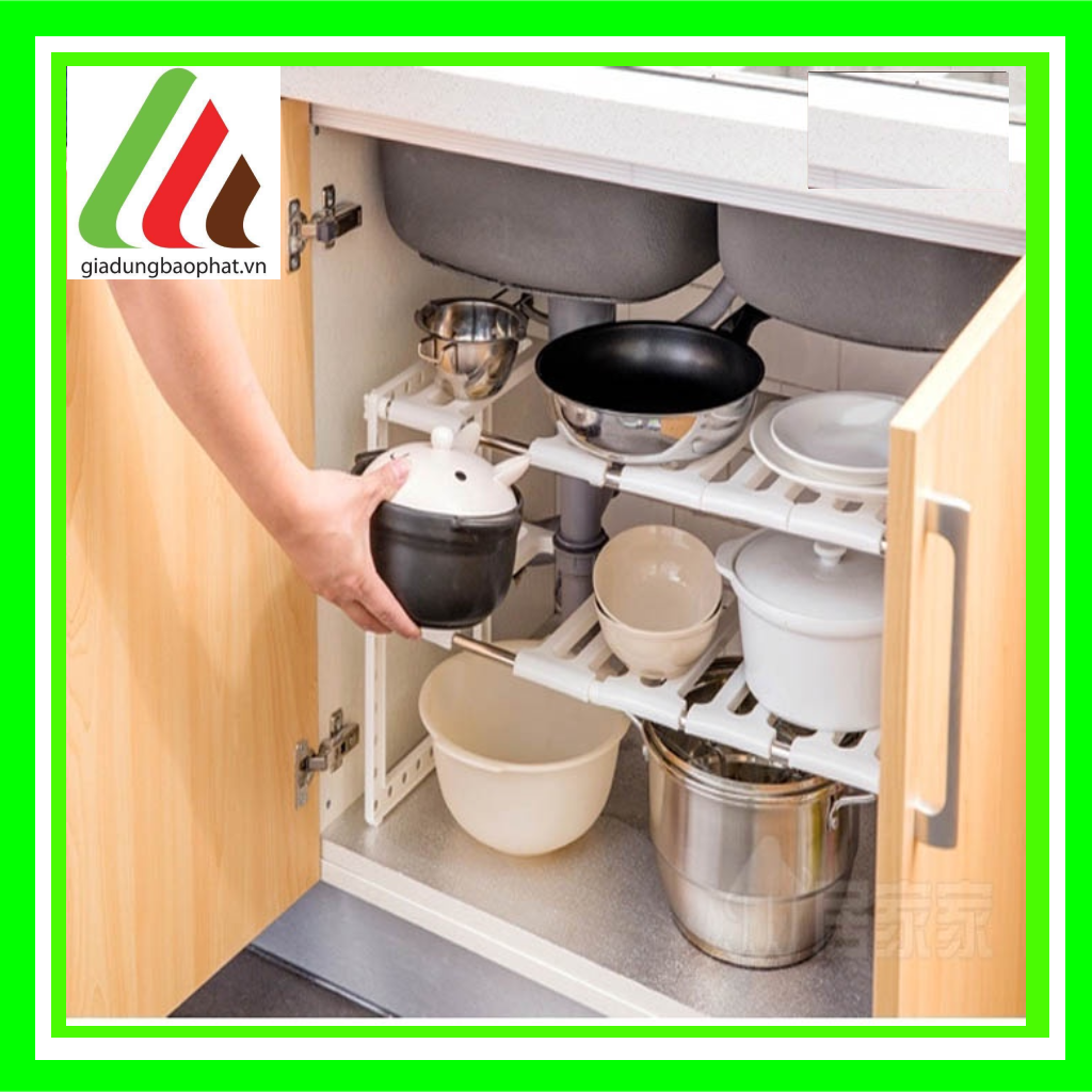 Kệ gầm bếp 2 tầng đa năng tiện dụng tiết kiệm không gian nhà bếp để nồi niêu xoong chảo