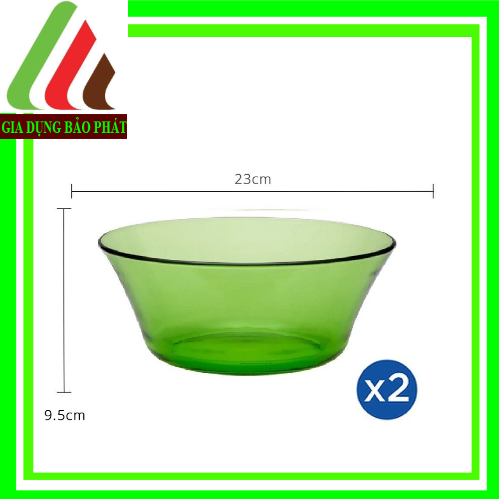 Bộ 2 tô Lys Green Tempered Glass Bowl 23cm 
